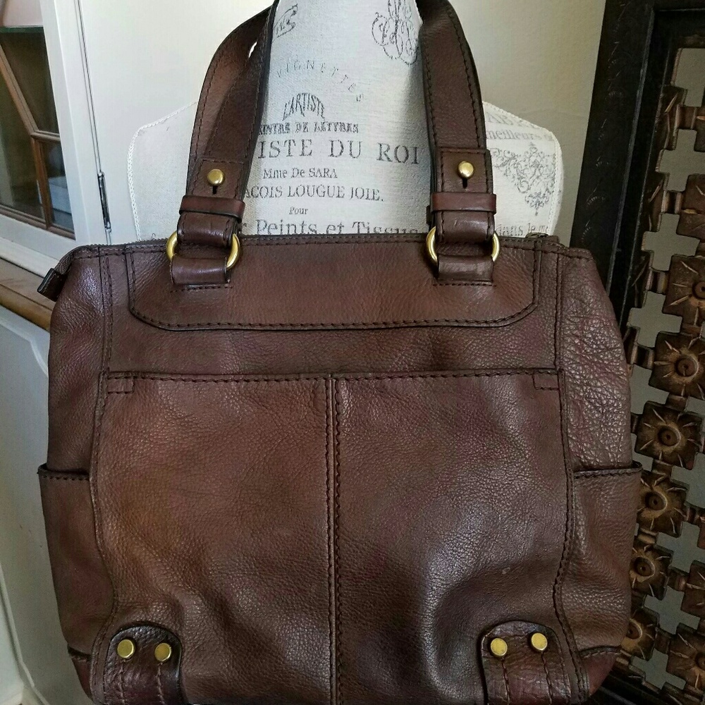 Brown leather Fossil tote